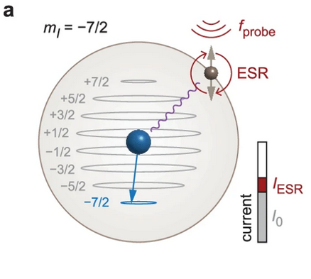 Figure from: Single-shot readout of the nuclear spin of an on-surface atom